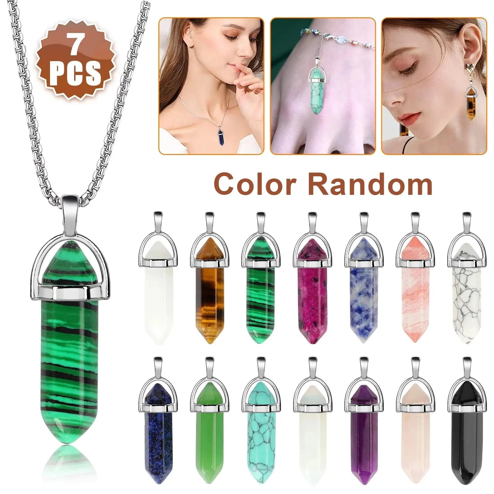 Multicolor Bullet Shape Healing Pendants