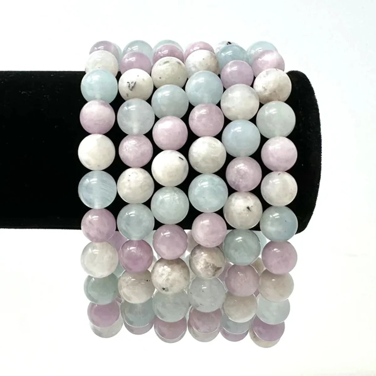Meditation Bracelet Aquamarine Rainbow Moonstone Kunzite Grounding Meditation Bracelet Gifts for Men and Women