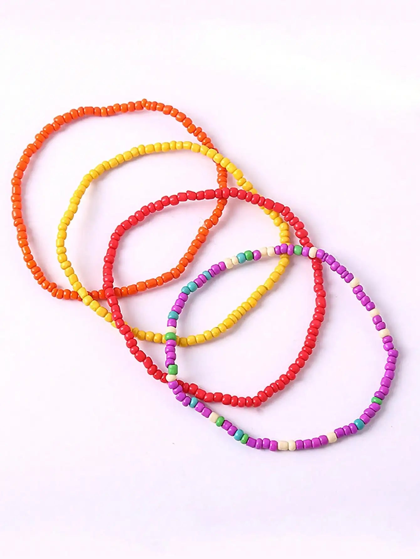 17Pcs Elastic Beaded Bracelets Bohemian Stackable Beaded Stretch Bracelets Colorful Boho Beach Bracelet Set Rainbow Handmade See