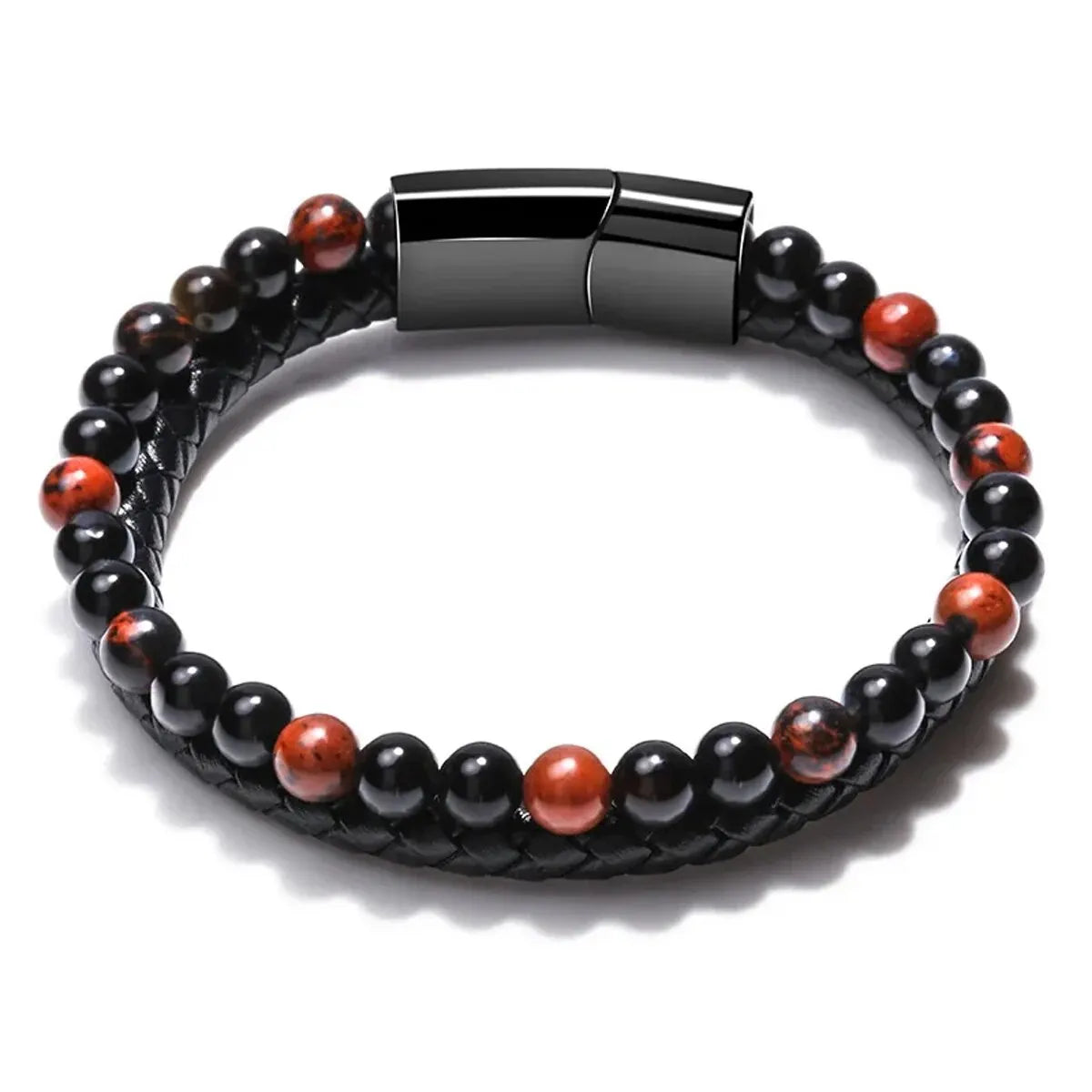 Stainless Steel Bracelet Tiger Eye Stone Beads Bracelet Natural Lava Stone Beads Stainless Steel Bracelet Men Women Jewelry