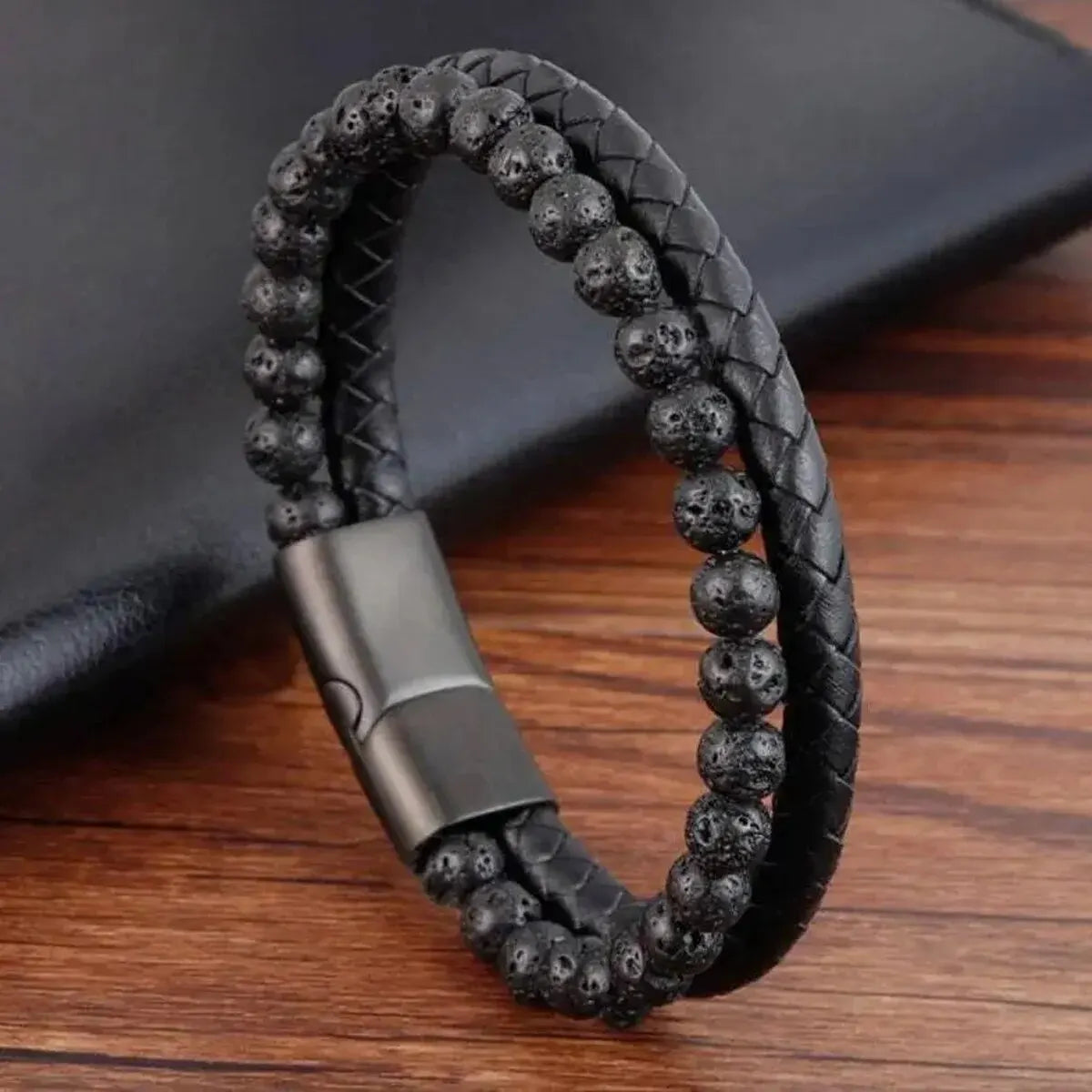 Stainless Steel Bracelet Tiger Eye Stone Beads Bracelet Natural Lava Stone Beads Stainless Steel Bracelet Men Women Jewelry
