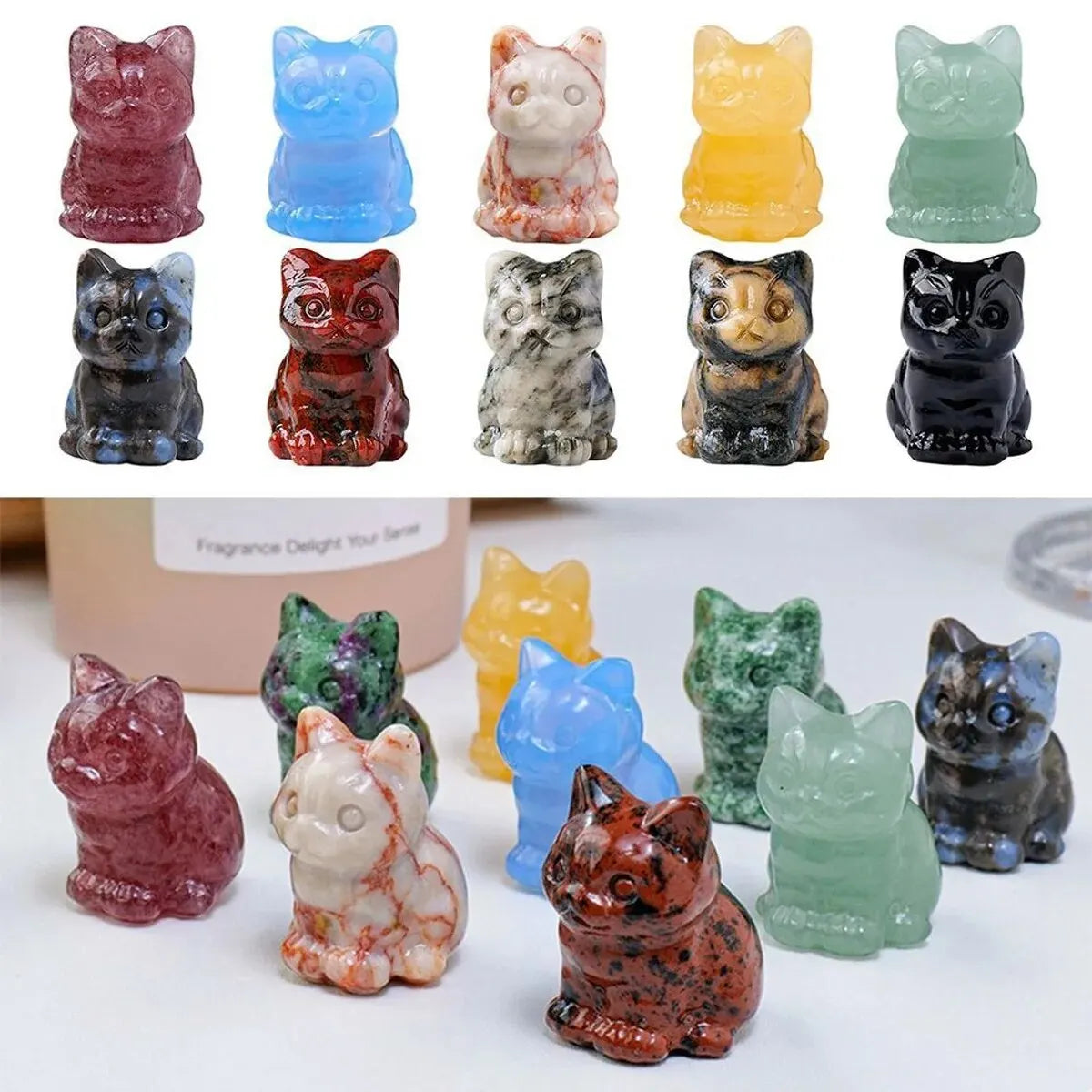 Natural Crystal Cat Ornaments