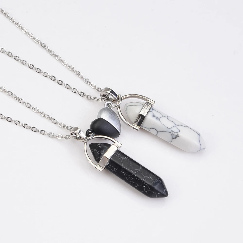 1pc Crystal Friendship Matching Couples Necklaces for Women Men with Heart Charm, Dainty Rose Quartz Best Friends BFF Necklace