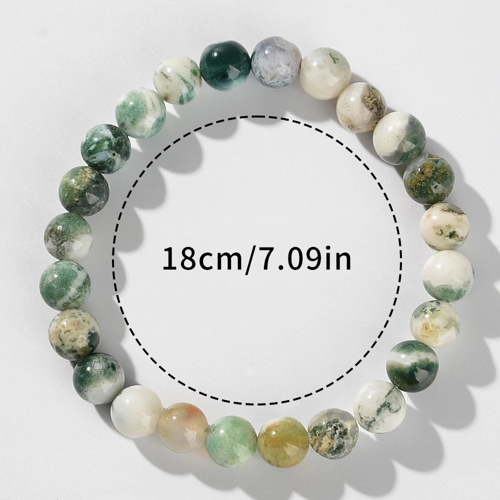 1 Piece of Depression Healing Crystal Bracelet. Dendritic Agate. Relieves Stress, Enhances Confidence and Eliminates Worry.